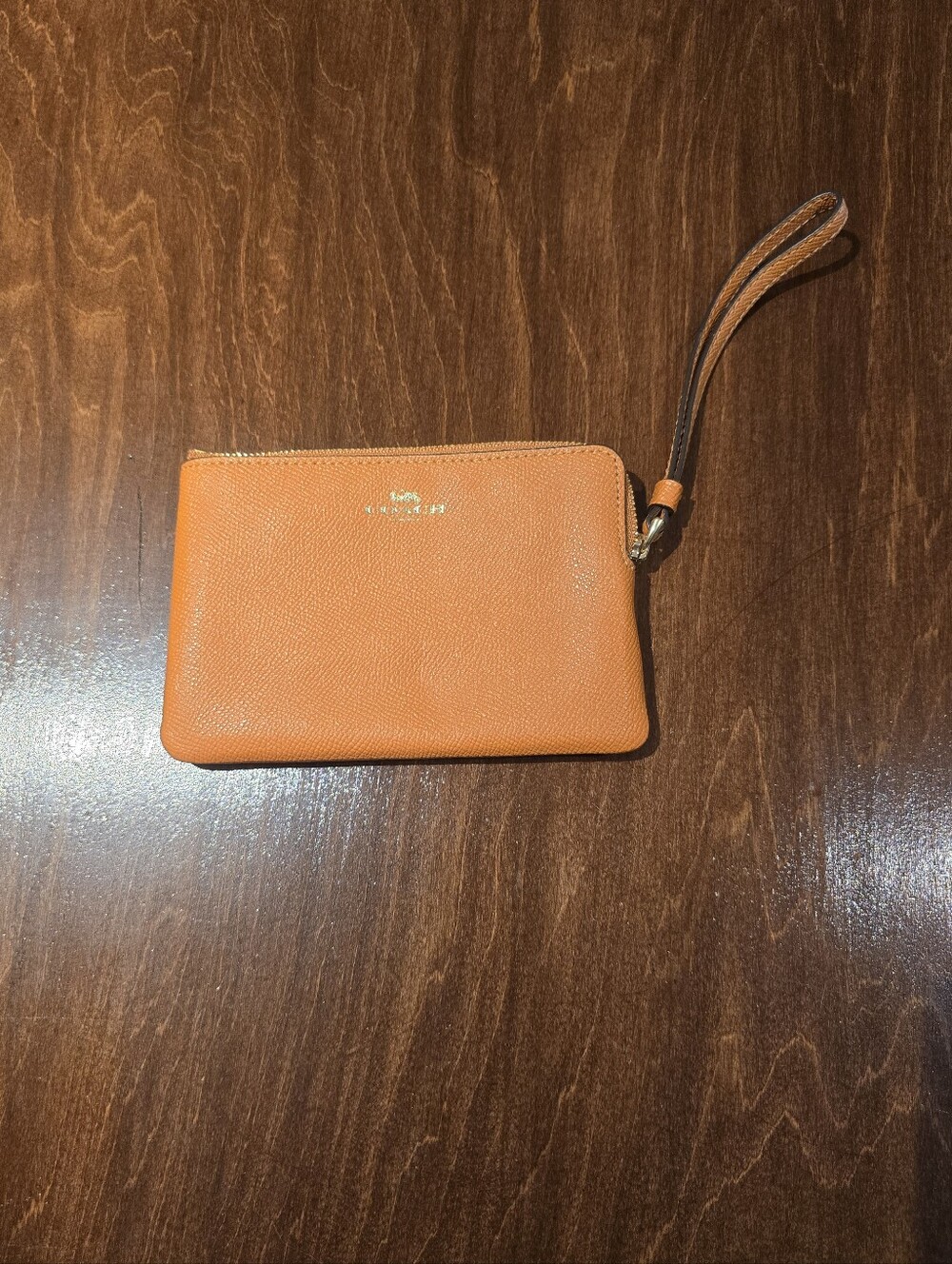 Coach Leather Wristlet Pouch in Tangerine